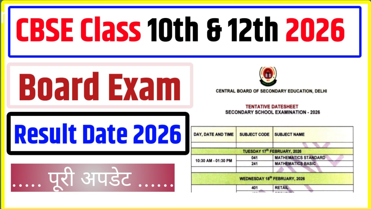CBSE Board Class 10th & 12th Exam And Result Date 2026
