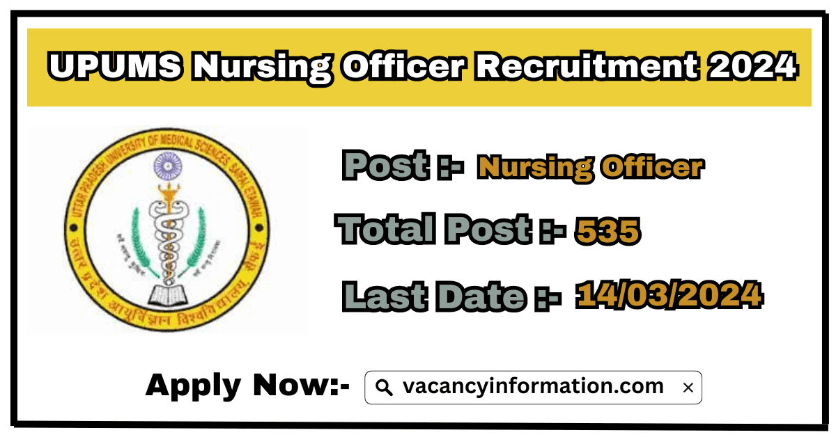 UPUMS Nursing Officer Recruitment 2024