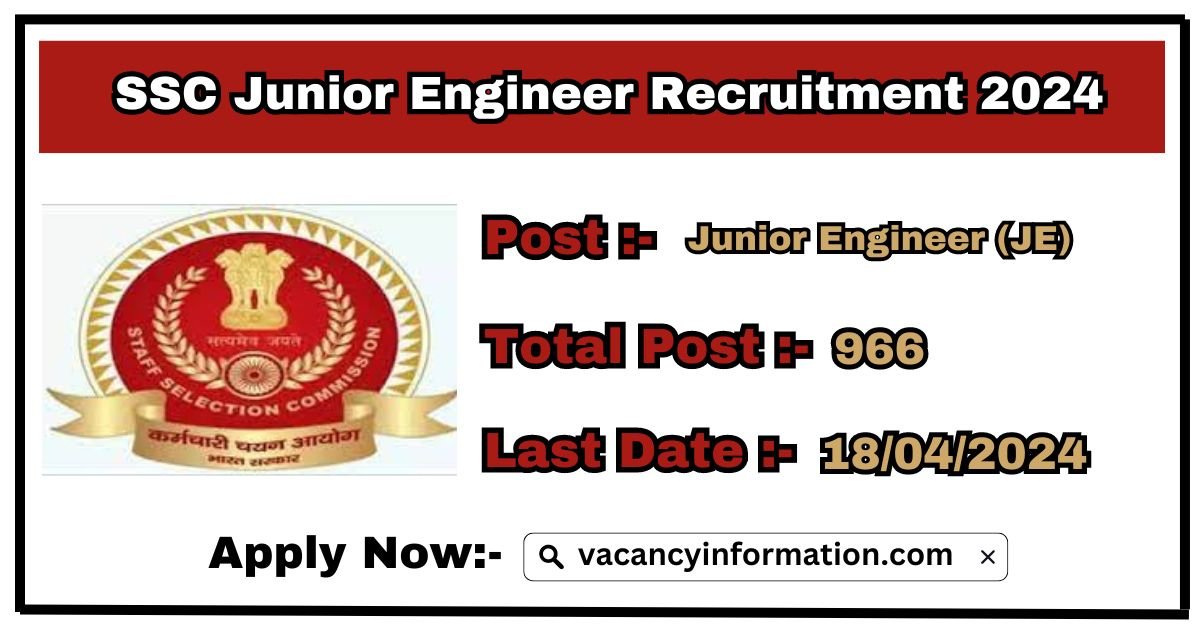 SSC Junior Engineer Recruitment 2024