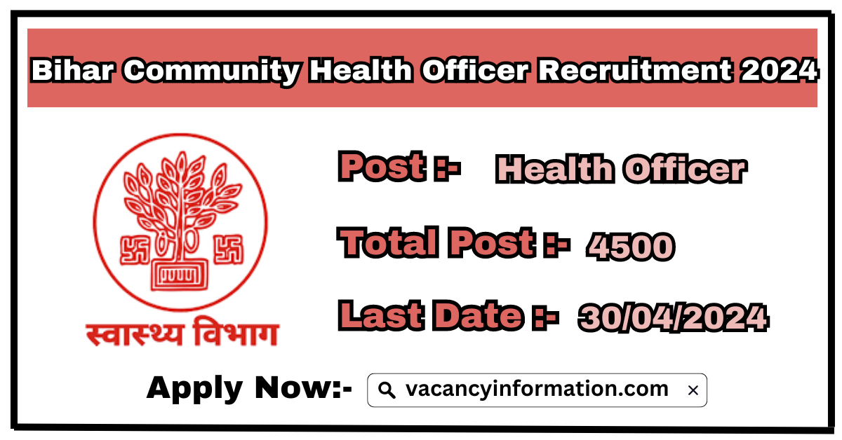 Bihar Community Health Officer Recruitment 2024