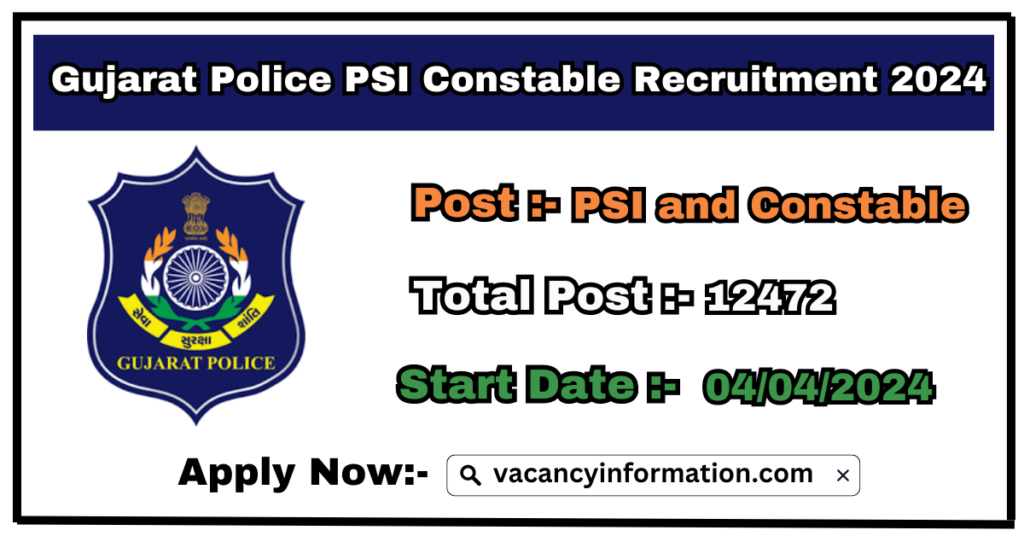 Gujarat Police PSI Constable Recruitment 2024