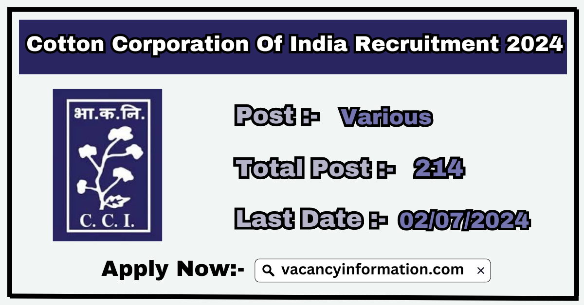 Cotton Corporation Of India Recruitment 2024