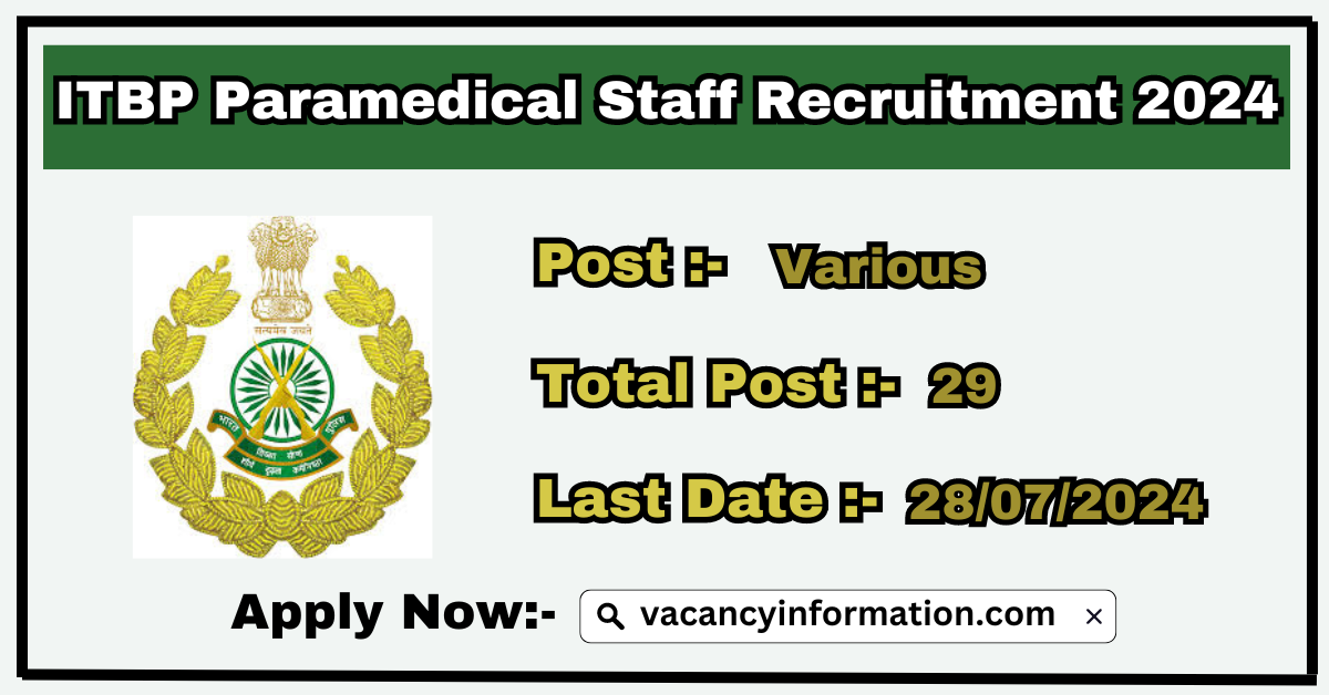 ITBP Paramedical Staff Recruitment 2024
