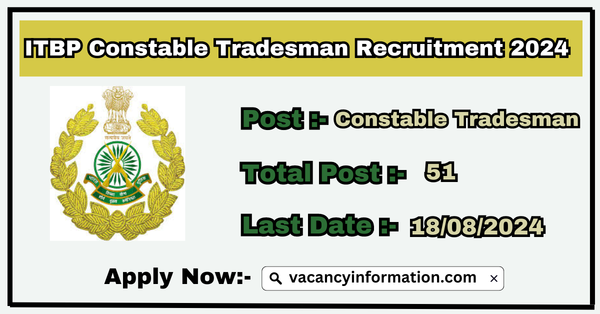 ITBP Constable Tradesman Recruitment 2024