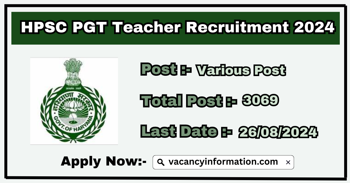 HPSC PGT Teacher Recruitment 2024