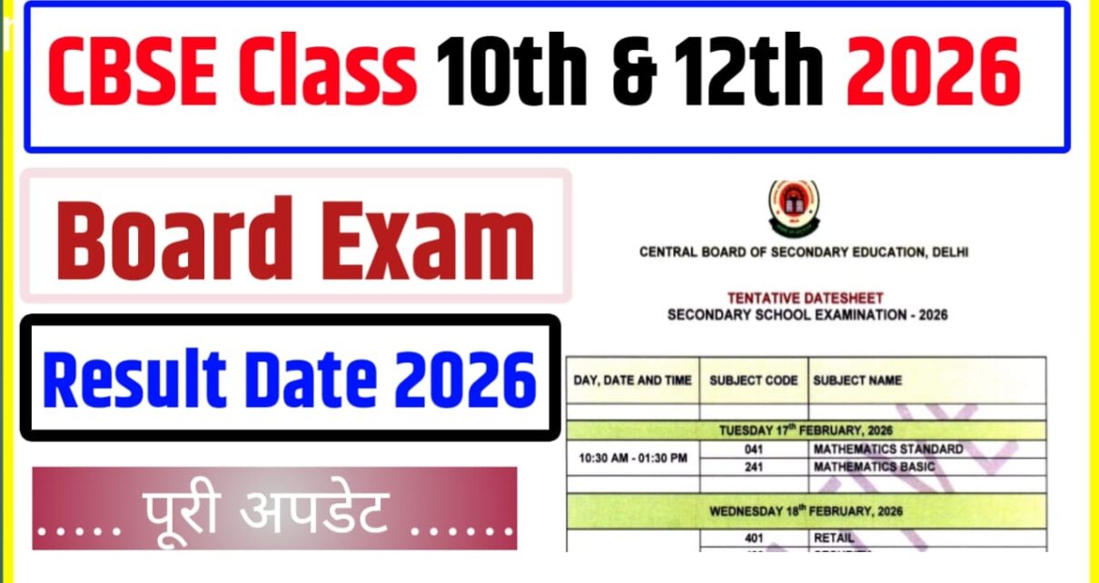 CBSE Board Class 10th & 12th Exam And Result Date 2026